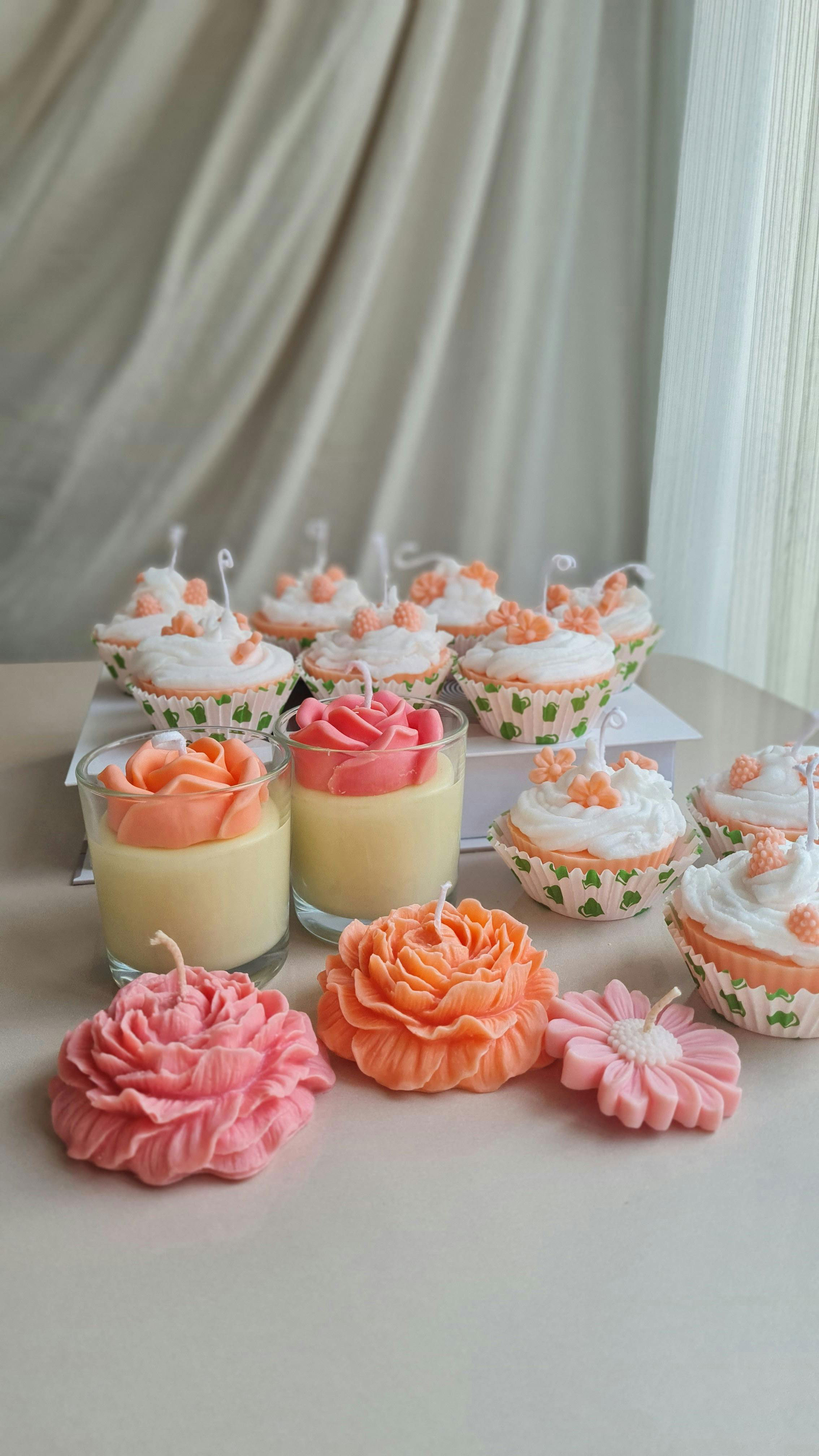  this image shows the showimg candles in the shape of cupcakes at sheniqua scented candles windsor 