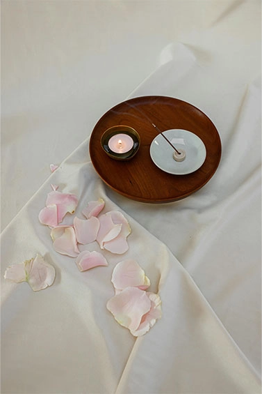  two different candles in a meditation plate for relaxation made in windsor Canada at sheniqua scented candles 
